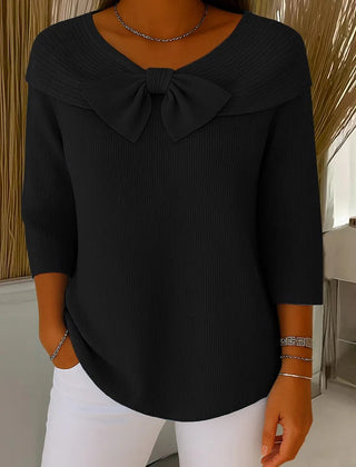 Christine Brewer Serena women's knit sweater in cozy, soft fabric with a classic crew neckline and ribbed cuffs.