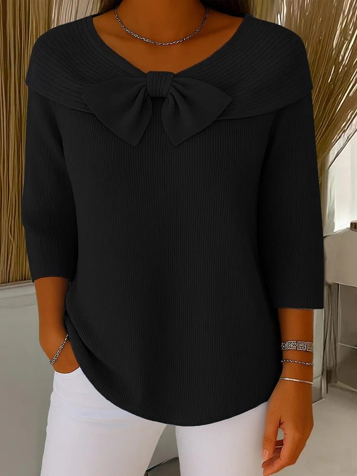 Christine Brewer Serena women's knit sweater in cozy, soft fabric with a classic crew neckline and ribbed cuffs.
