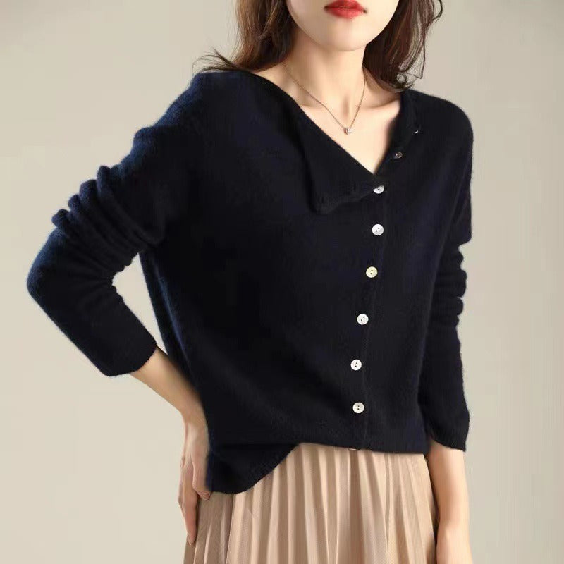 Dorothy knit sweater for women by Christine Brewer, featuring a cozy, textured knit design in neutral tones.