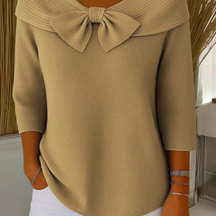 Christine Brewer Serena women's knit sweater in soft, cozy fabric, featuring a classic crewneck design and ribbed cuffs.