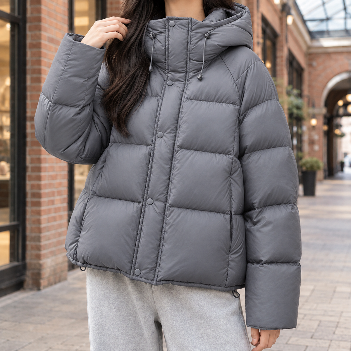 Adelia | Puffer Jacket Puffer Coat Quilted Winter Warm Hooded Down Zip Up Padded Relaxed