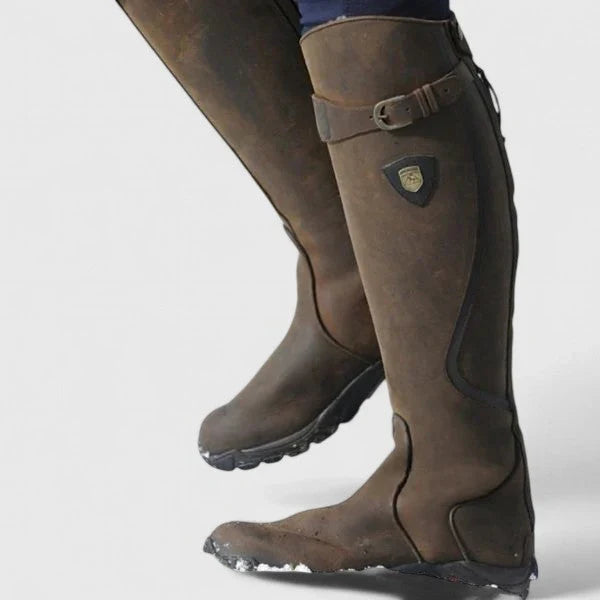 Riley1 | Knee High Boots, Riding Boots, Women, Leather, Buckle Strap, Side Zip, Equestrian, Tall,