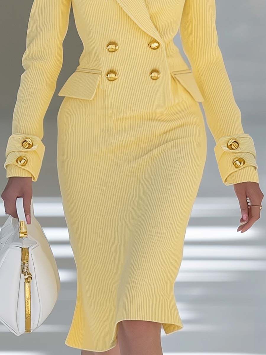 Yellow knit V-neck midi dress by Christine Brewer, featuring a stylish evening dress with a comfortable fit and elegant design.