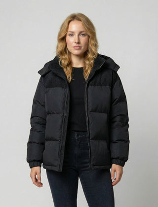 Black Chloe Cosy Puffer Jacket for Women by Christine Brewer, insulated and warm, designed for winter comfort.