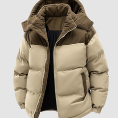 Khaki Chloe Cosy Puffer Jacket for Women by Christine Brewer, insulated and warm, with a quilted design and high collar.