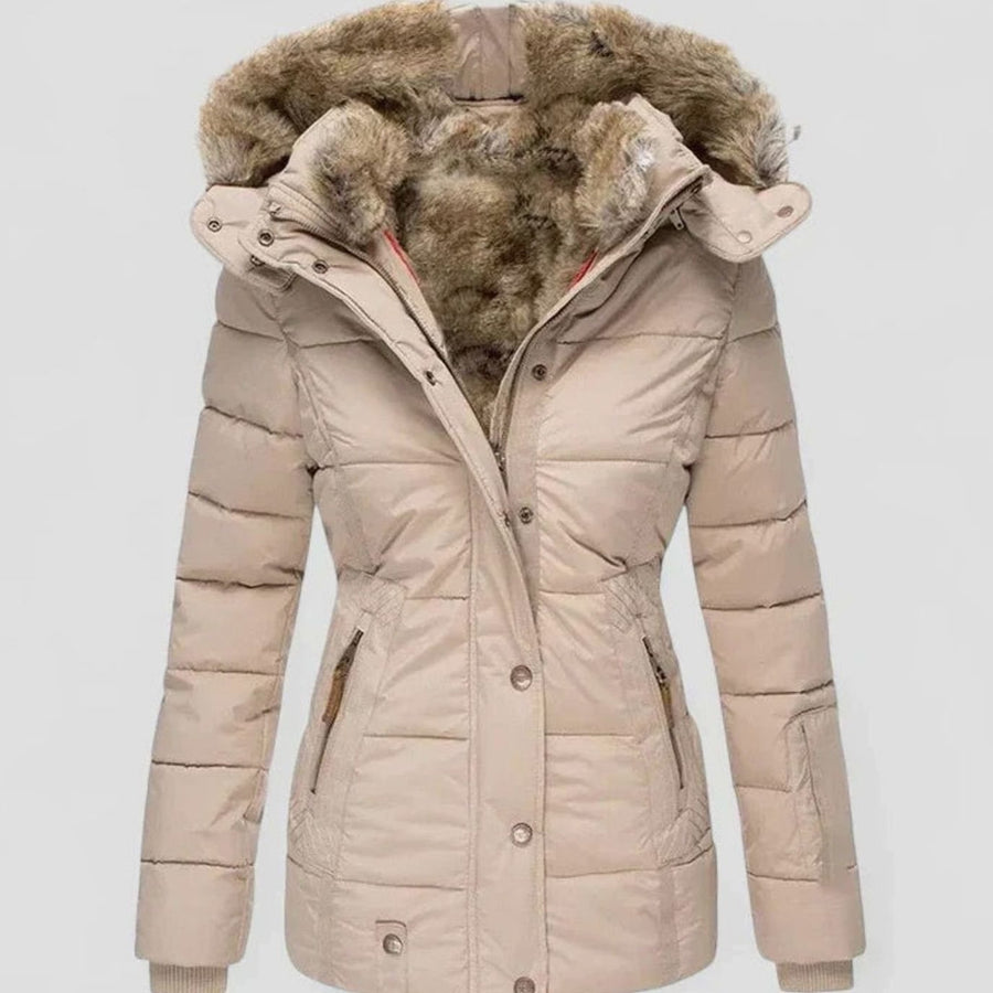 Berit | Women's Quilted Jacket Faux Fur Hood Quilted Thick Warm Winter