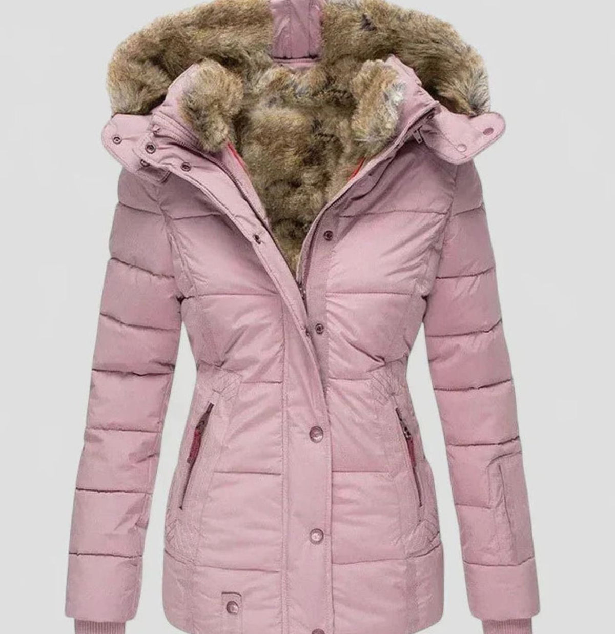 Berit | Women's Quilted Jacket Faux Fur Hood Quilted Thick Warm Winter