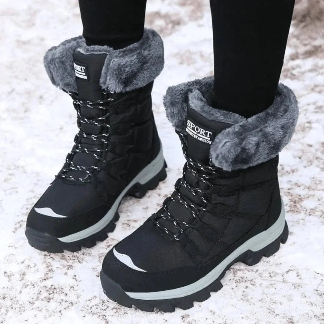 Blythe | Winter Boots, Leather, Women, Waterproof, Lace Up, Faux Fur, Fur Trim, Warm, Snow