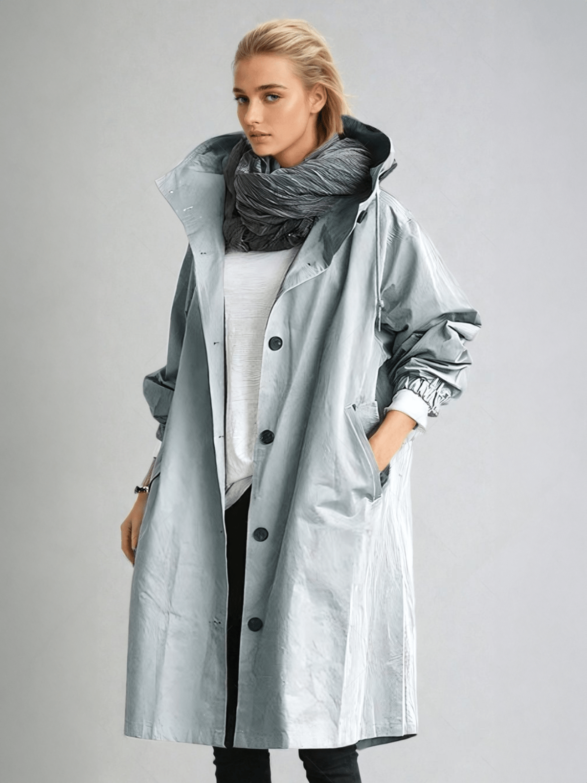 Audra | Oversized Relaxed-Fit Hooded Trench Coat for Women