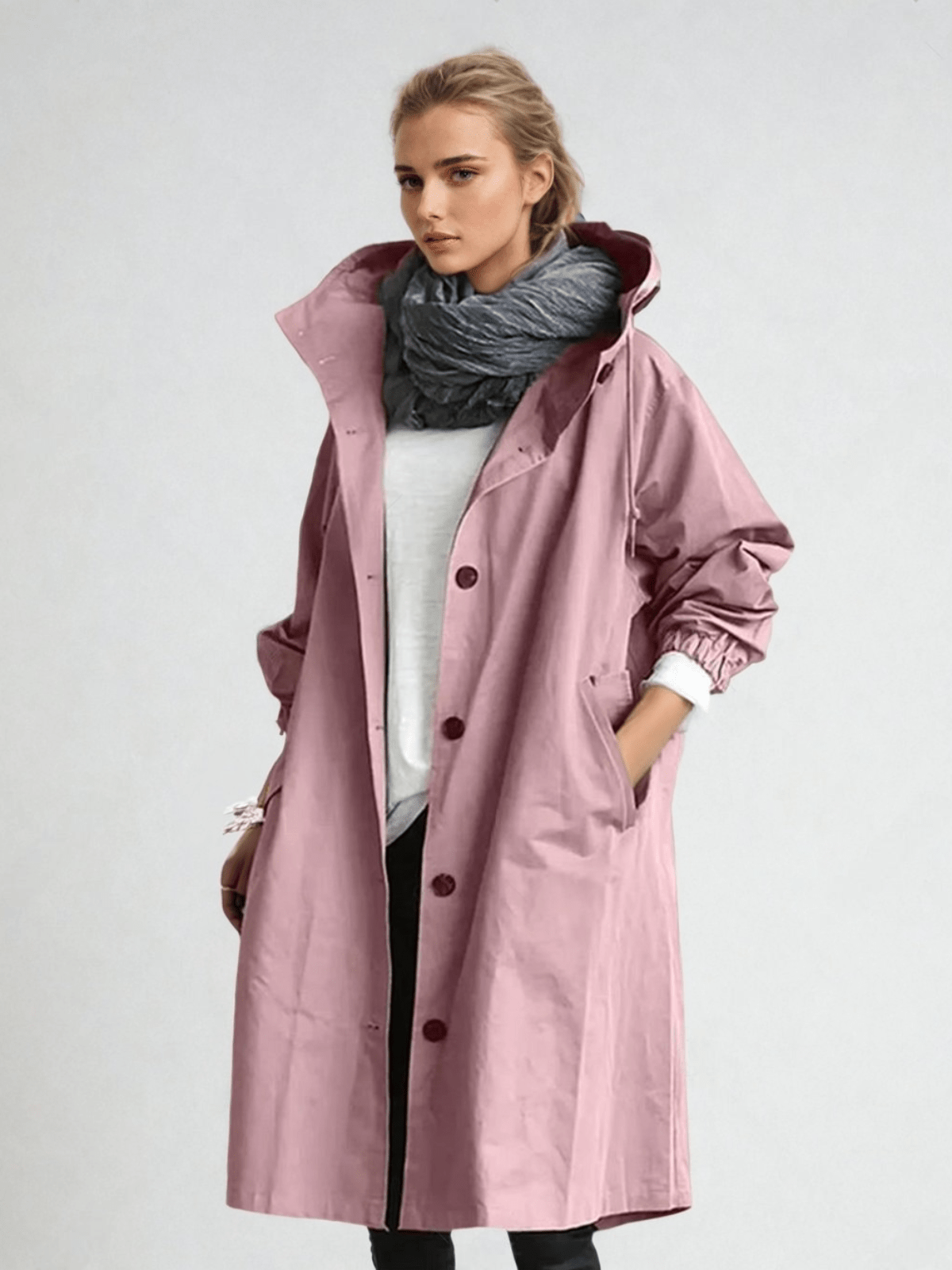 Audra | Oversized Relaxed-Fit Hooded Trench Coat for Women