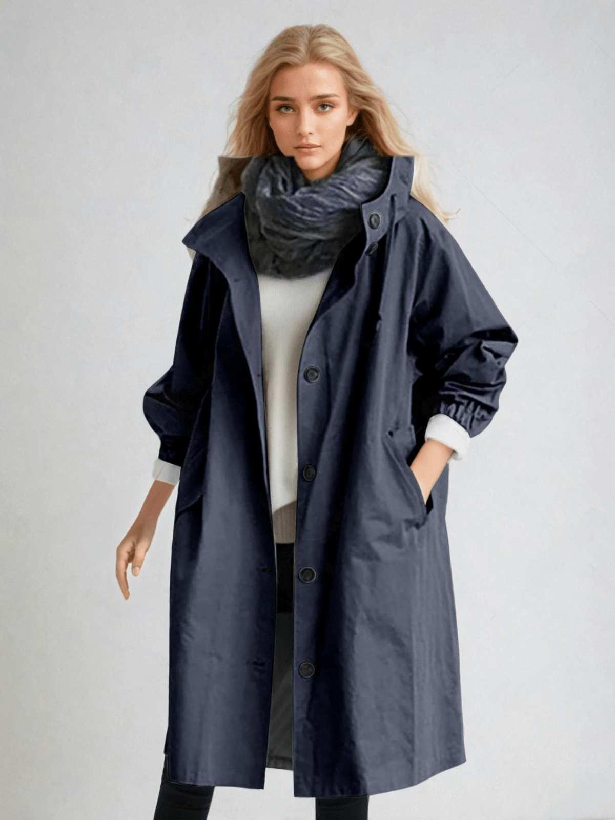 Audra | Oversized Relaxed-Fit Hooded Trench Coat for Women
