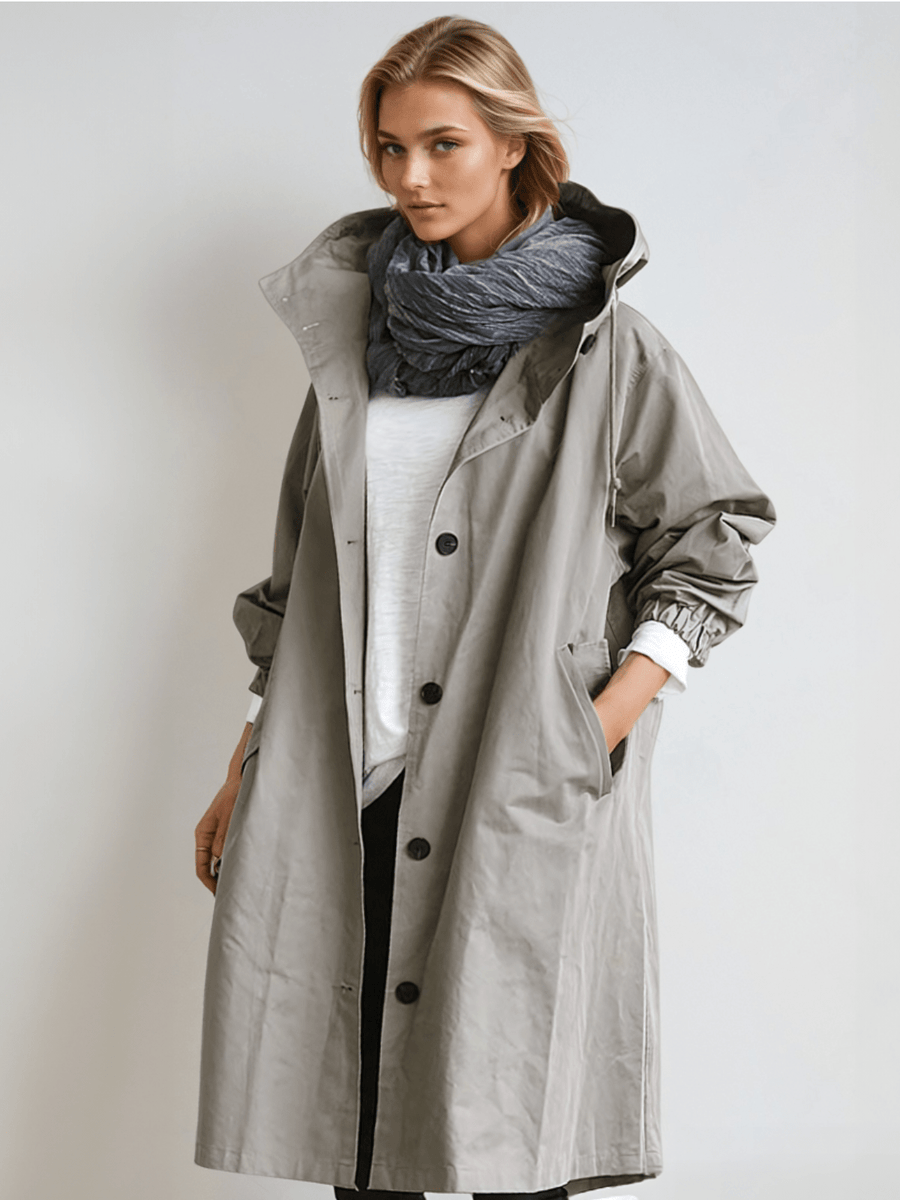 Audra | Oversized Relaxed-Fit Hooded Trench Coat for Women