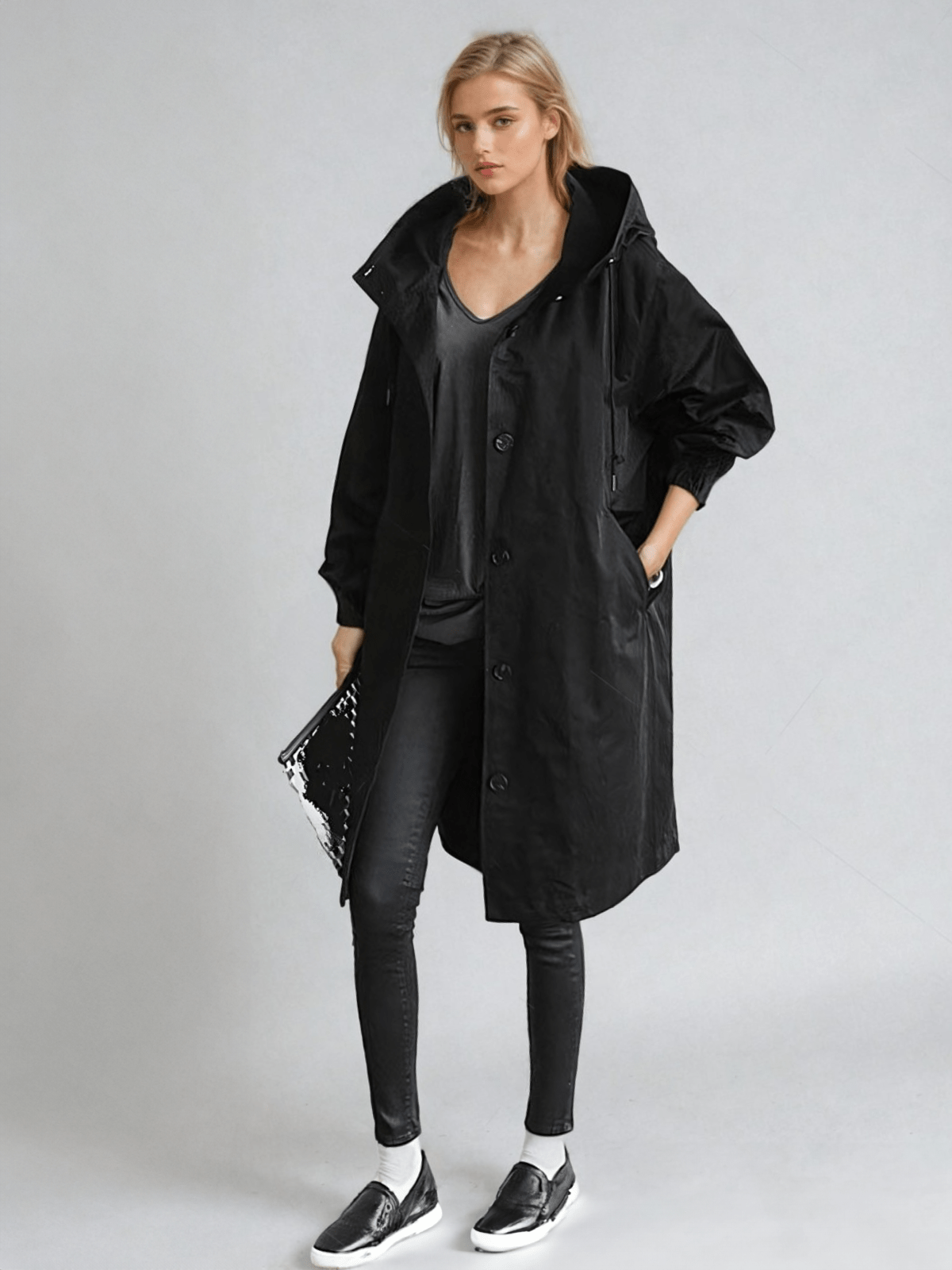 Audra | Oversized Relaxed-Fit Hooded Trench Coat for Women