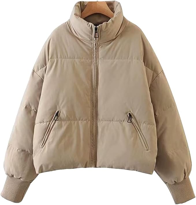 Emily stand collar puffer jacket for women by Christine Brewer, shown in a stylish, insulated design perfect for cold weather.