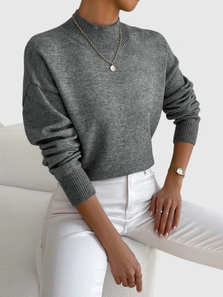 Christine Brewer Freya cozy turtleneck sweater, elegant and comfortable, shown in a stylish, versatile knit design.
