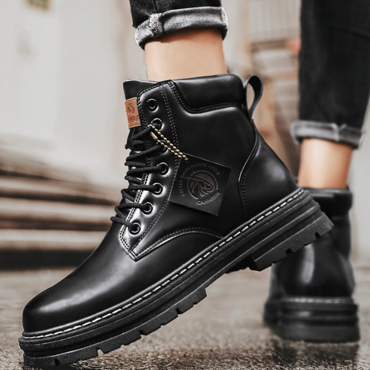 Ethan | Ankle Boots, Men, Work Boots, Lace Up, Lugged Sole, Combat Boots, Leather, Rugged,