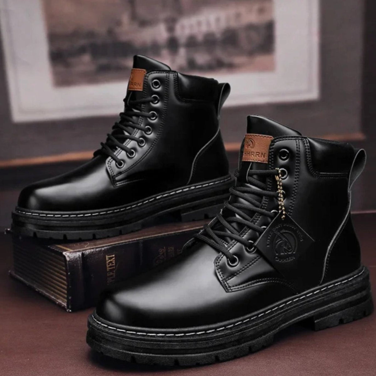 Ethan | Ankle Boots, Men, Work Boots, Lace Up, Lugged Sole, Combat Boots, Leather, Rugged,