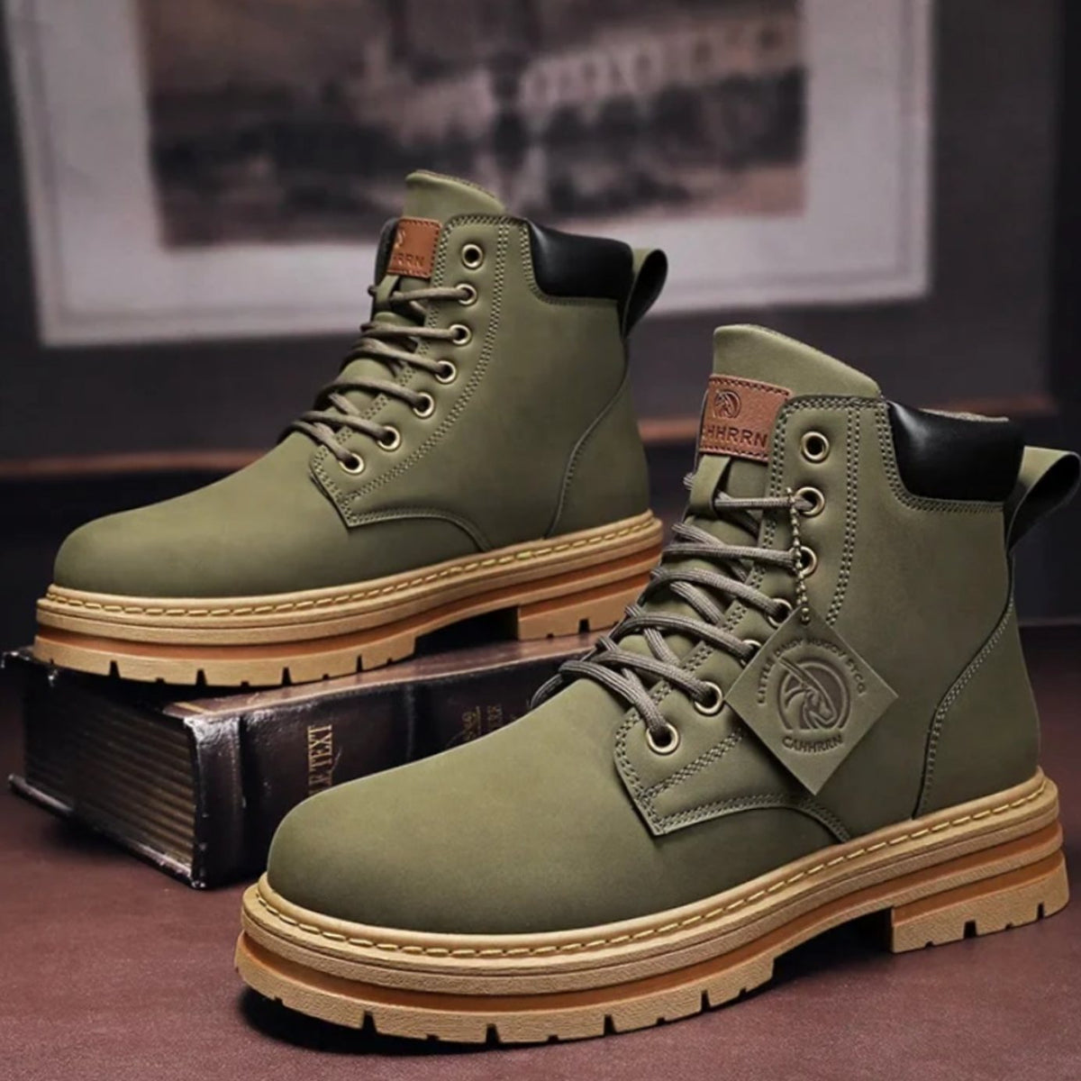 Ethan | Ankle Boots, Men, Work Boots, Lace Up, Lugged Sole, Combat Boots, Leather, Rugged,
