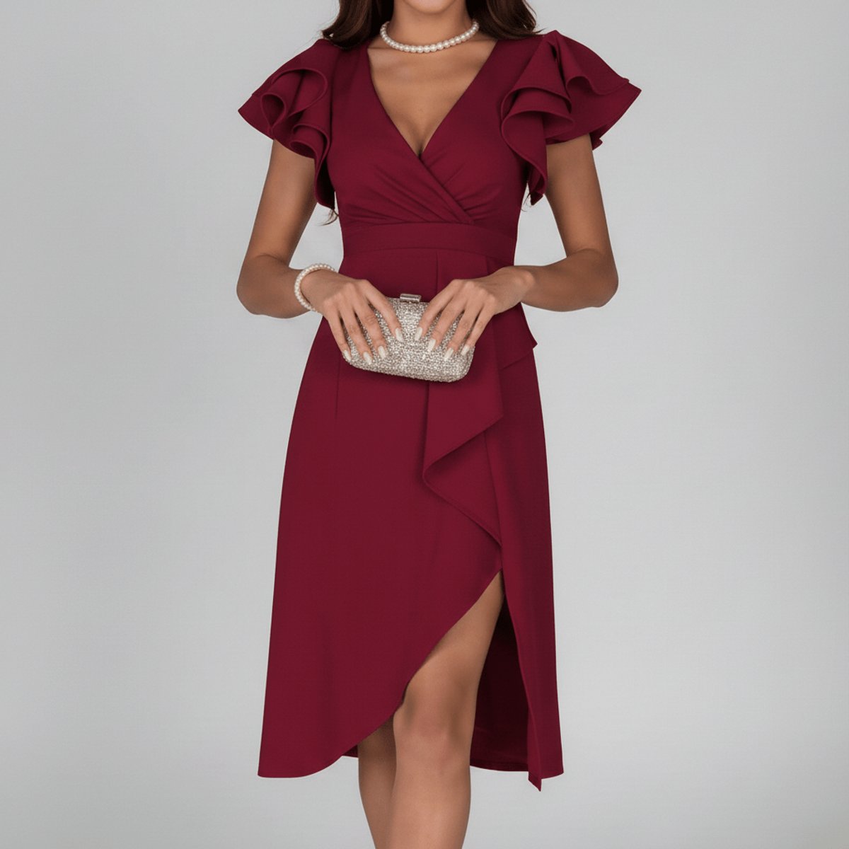 Blanche | Ruffle Wrap Midi Dress for Women