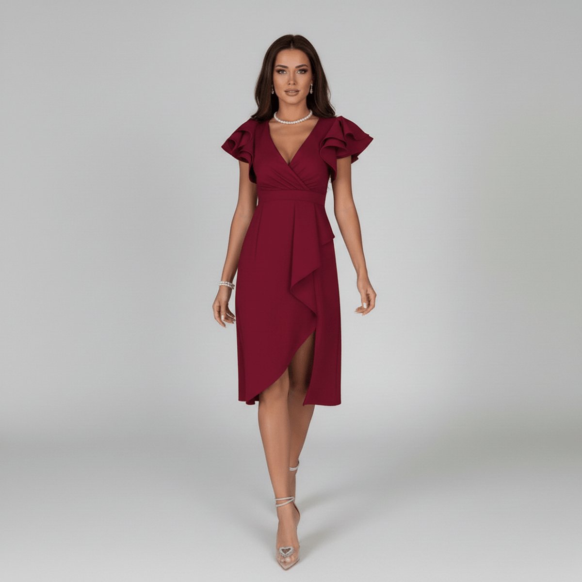 Blanche | Ruffle Wrap Midi Dress for Women