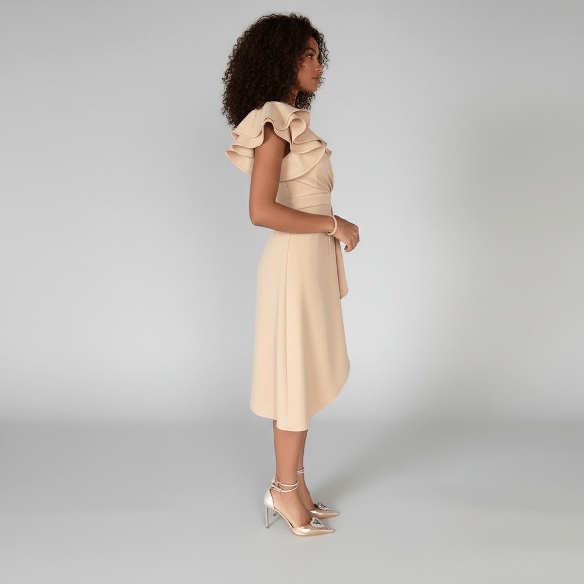 Blanche | Ruffle Wrap Midi Dress for Women
