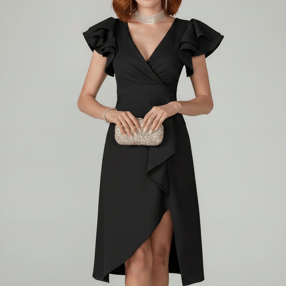 Blanche | Ruffle Wrap Midi Dress for Women