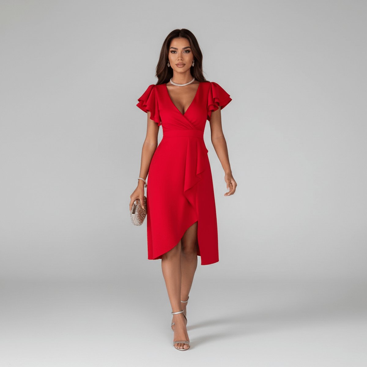 Blanche | Ruffle Wrap Midi Dress for Women