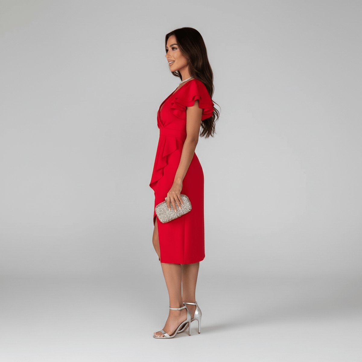 Blanche | Ruffle Wrap Midi Dress for Women