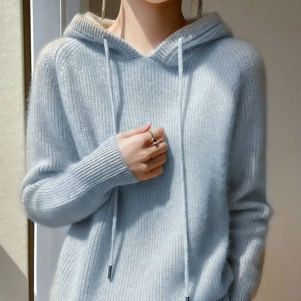 Celeste | Cashmere Hoodie Sweater Knit Winter Warm Ribbed Mink Blend Pullover Soft Fall