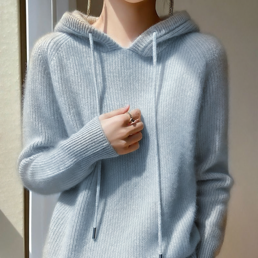 Celeste | Cashmere Hoodie Sweater Knit Winter Warm Ribbed Mink Blend Pullover Soft Fall