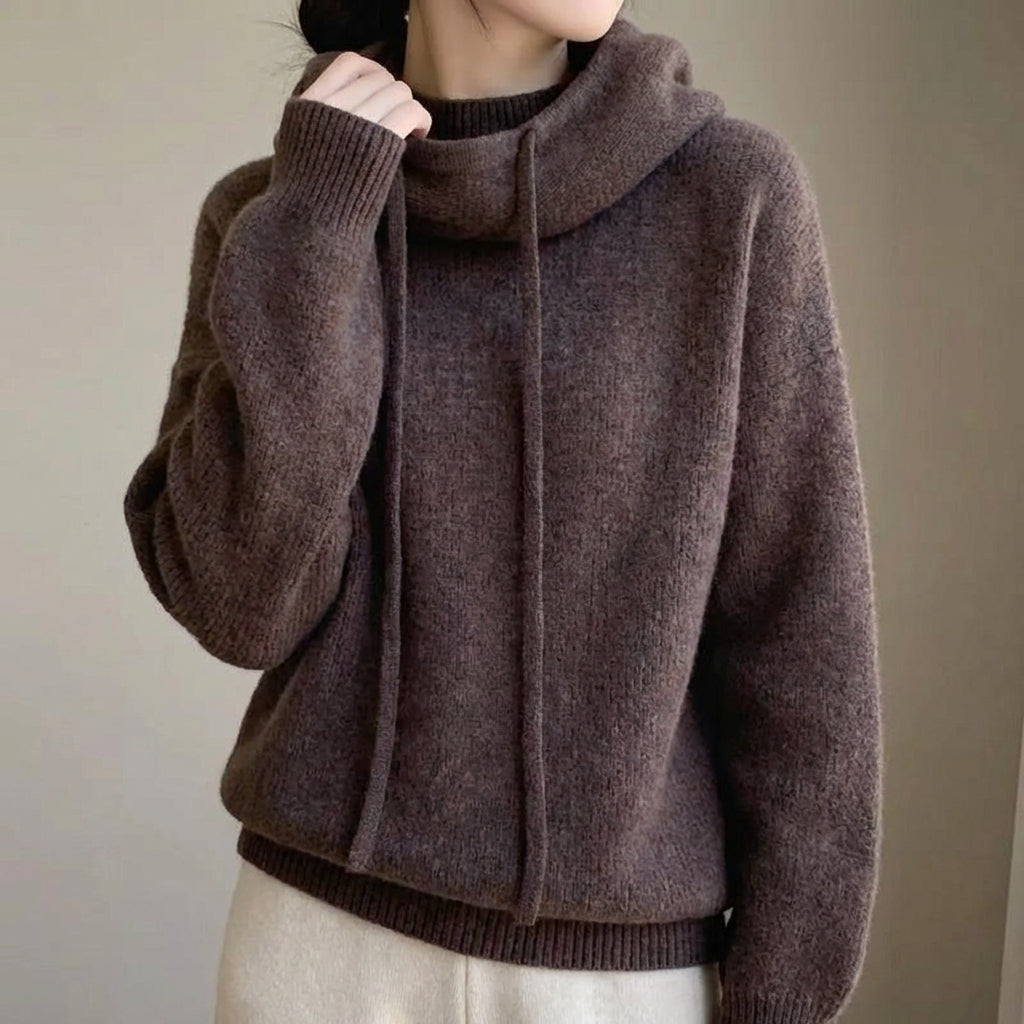 Vivienne | Merino Wool Sweater Hoodie Knit Hooded Pullover Women Winter Warm Relaxed Fit Dropped