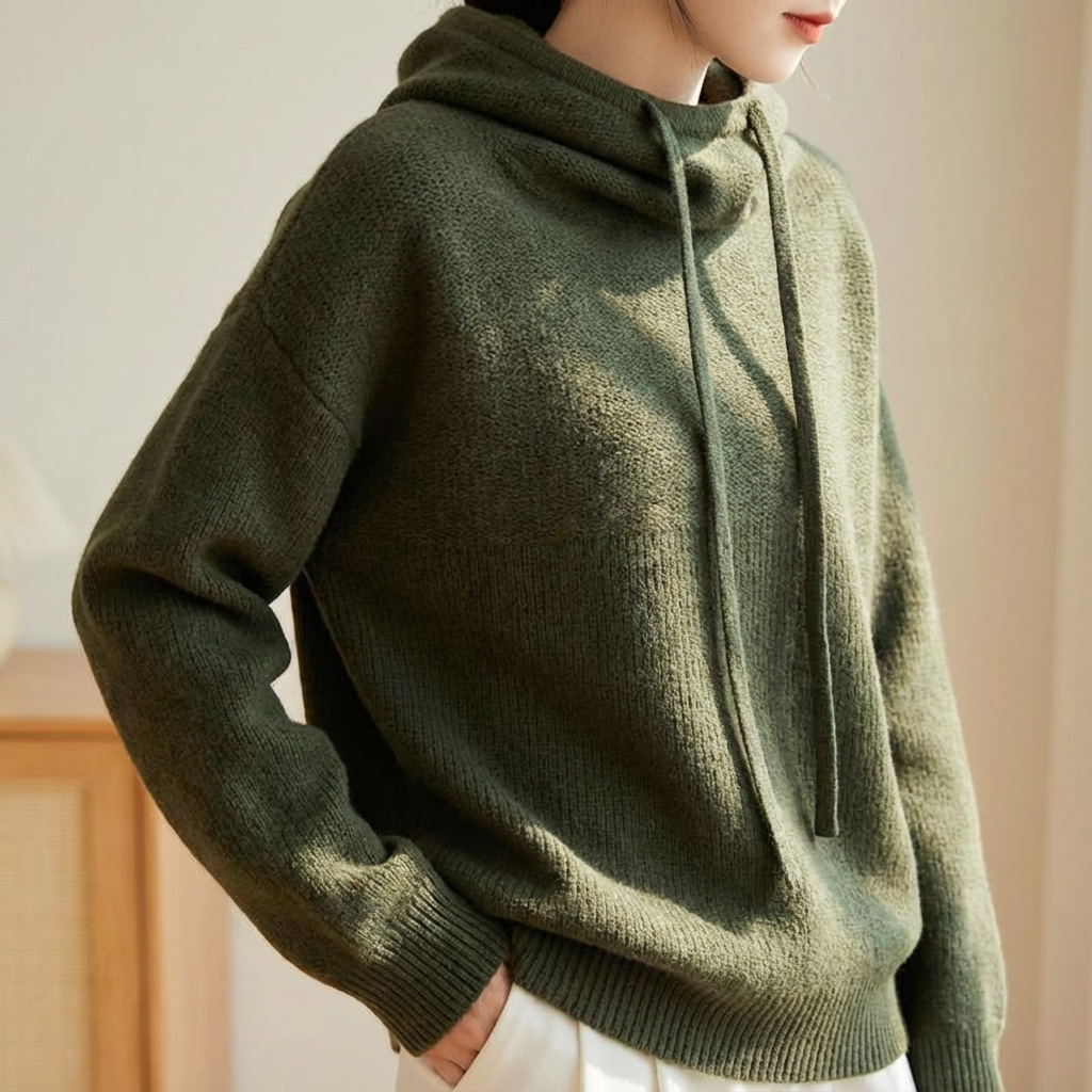 Vivienne | Merino Wool Sweater Hoodie Knit Hooded Pullover Women Winter Warm Relaxed Fit Dropped