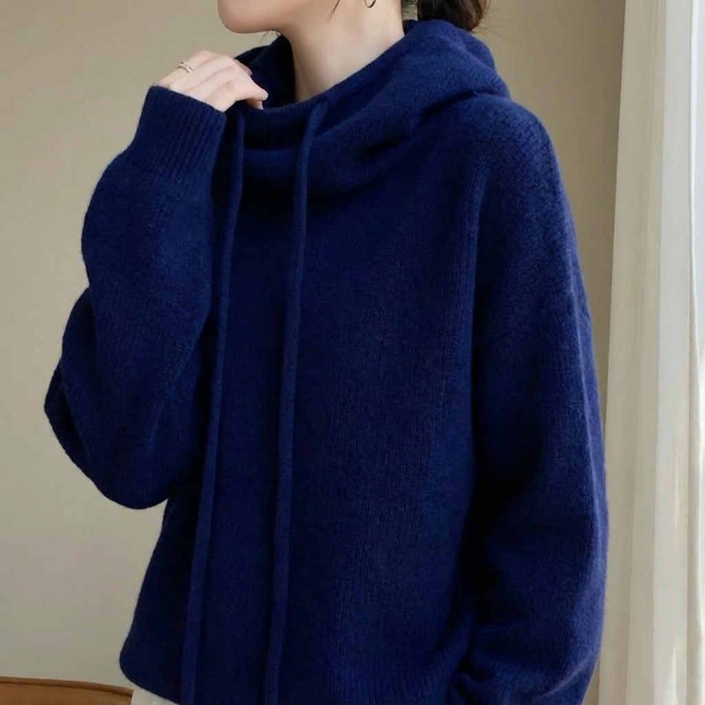 Vivienne | Merino Wool Sweater Hoodie Knit Hooded Pullover Women Winter Warm Relaxed Fit Dropped