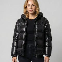 Women’s quilted puffer jacket by Christine Brewer, Abigail style, featuring a warm, stylish design with a quilted pattern.