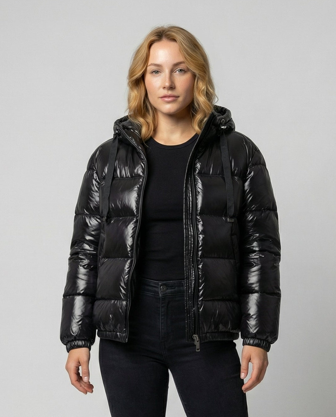 Women’s quilted puffer jacket by Christine Brewer, Abigail style, featuring a warm, stylish design with a quilted pattern.
