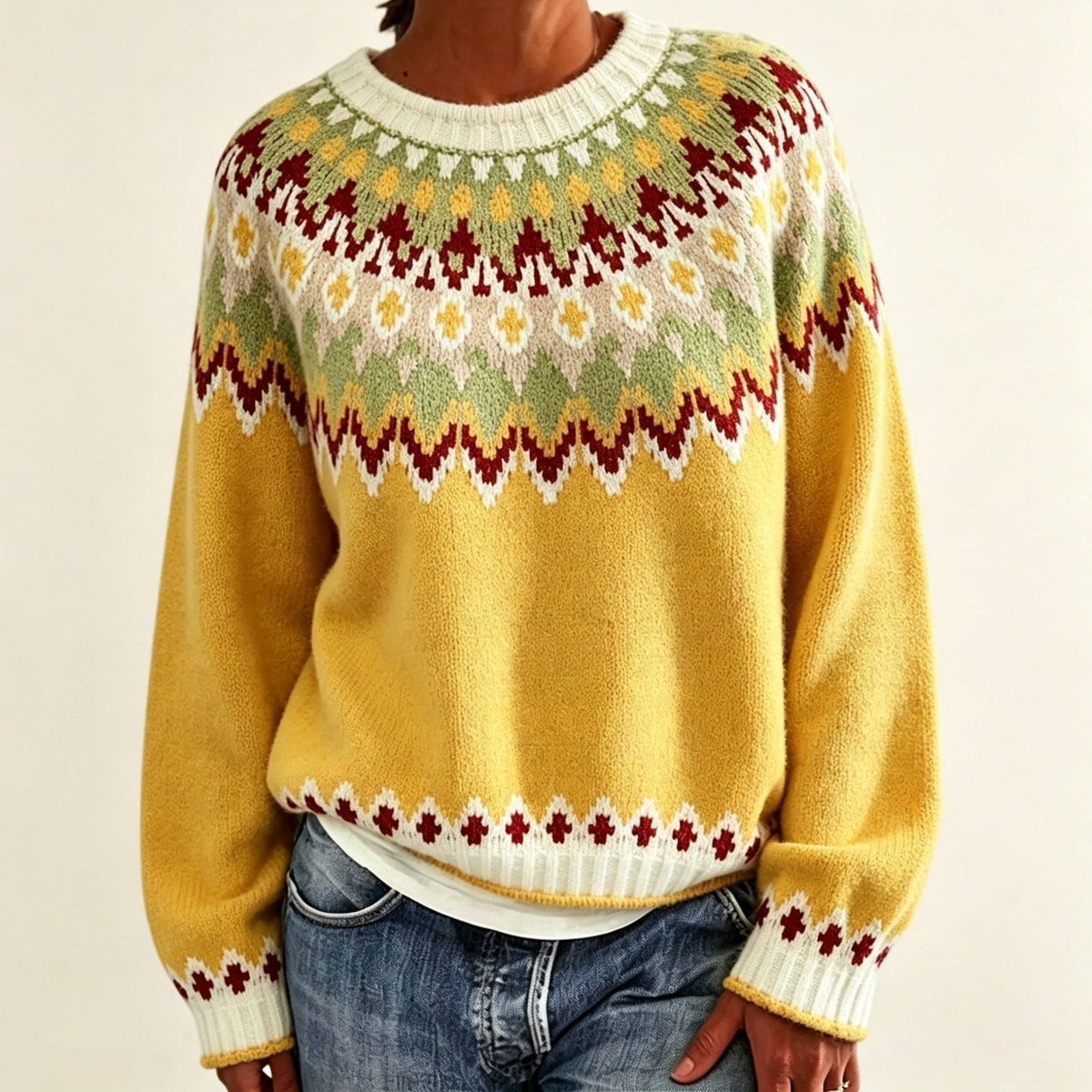 Saga | Women's Christmas Sweater Nordic Fair Isle Crew Neck Knit Pullover Warm Winter Cozy