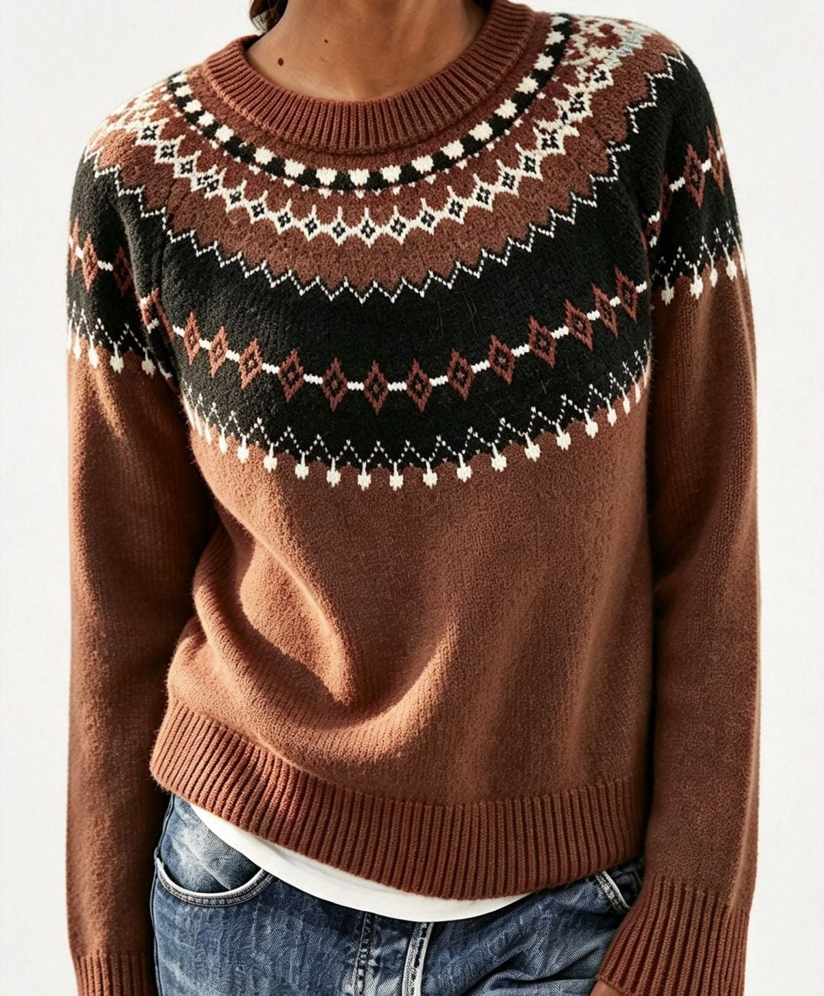 Saga | Women's Christmas Sweater Nordic Fair Isle Crew Neck Knit Pullover Warm Winter Cozy
