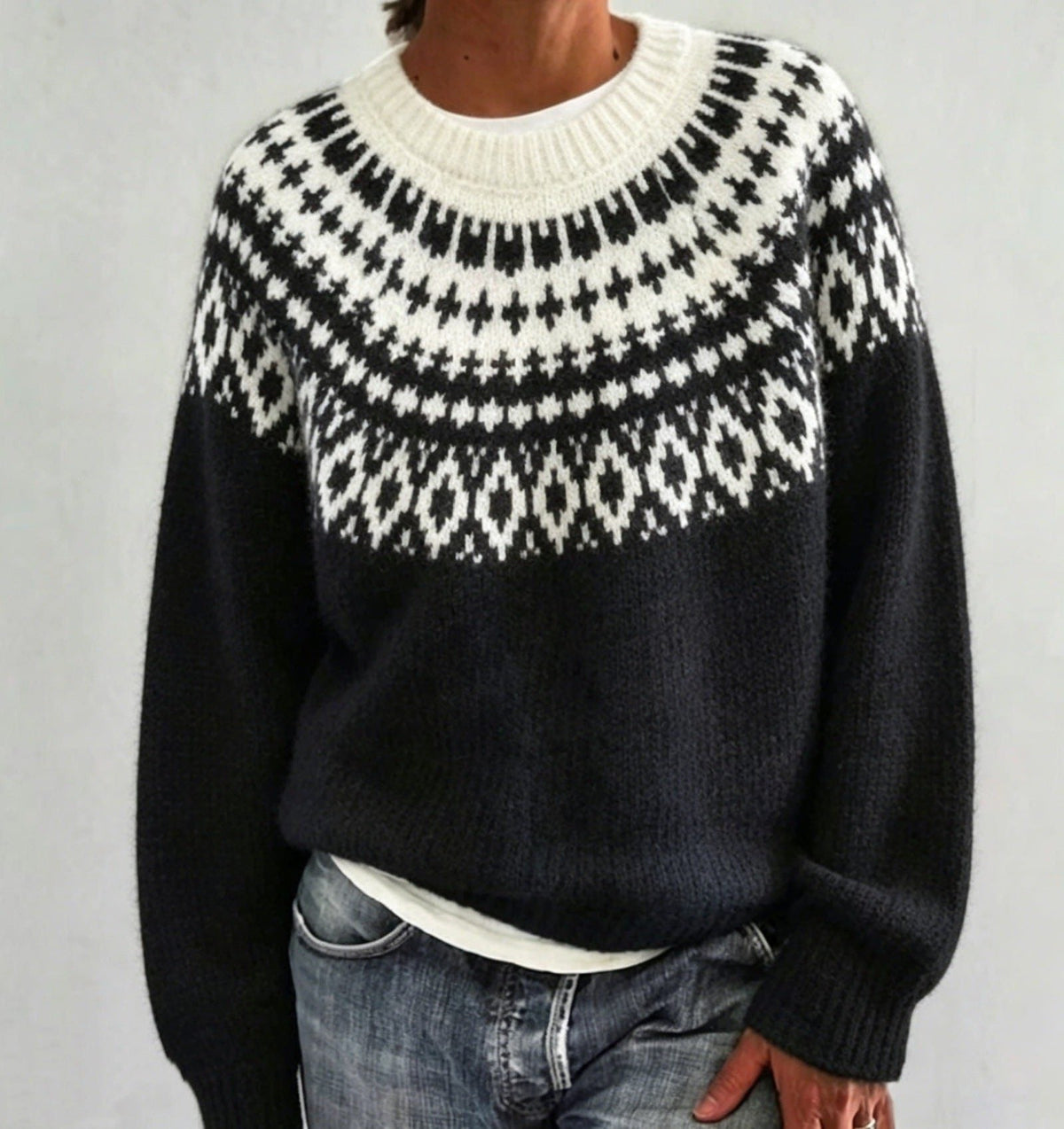 Saga | Women's Christmas Sweater Nordic Fair Isle Crew Neck Knit Pullover Warm Winter Cozy