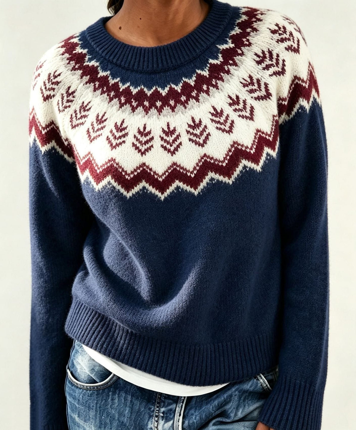 Saga | Women's Christmas Sweater Nordic Fair Isle Crew Neck Knit Pullover Warm Winter Cozy
