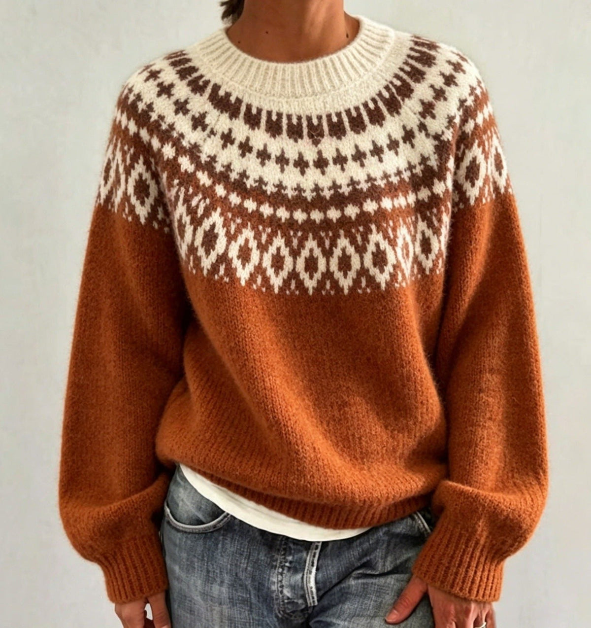 Saga | Women's Christmas Sweater Nordic Fair Isle Crew Neck Knit Pullover Warm Winter Cozy