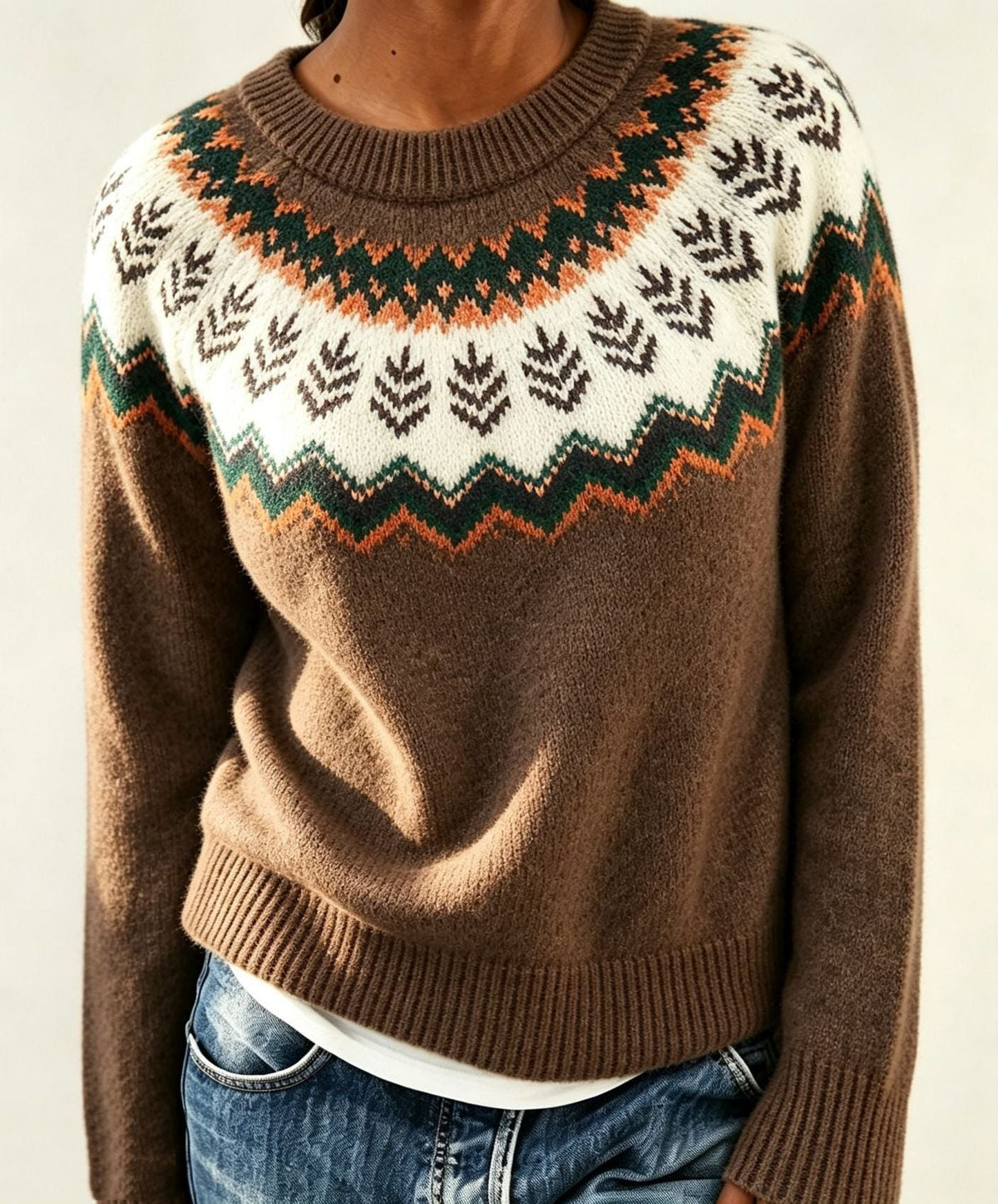 Saga | Women's Christmas Sweater Nordic Fair Isle Crew Neck Knit Pullover Warm Winter Cozy
