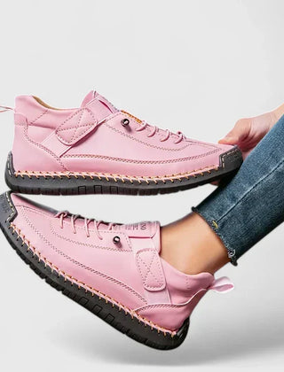 Pink Christine Brewer Kymberleigh orthopedic sneakers for women, designed for comfort and support during walking.