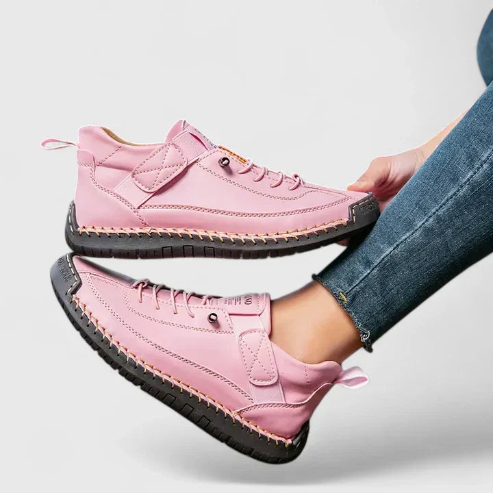 Pink Christine Brewer Kymberleigh orthopedic sneakers for women, designed for comfort and support during walking.
