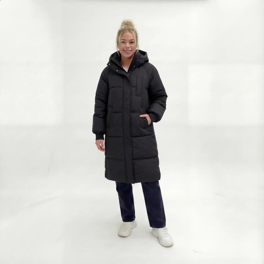 Fleur | Puffer Jacket Puffer Coat Quilted Winter Warm Hooded Longline Zip Up Padded Long