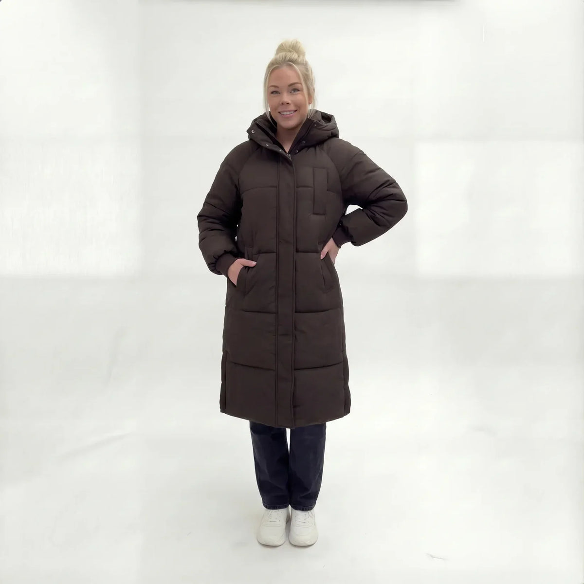 Fleur | Puffer Jacket Puffer Coat Quilted Winter Warm Hooded Longline Zip Up Padded Long