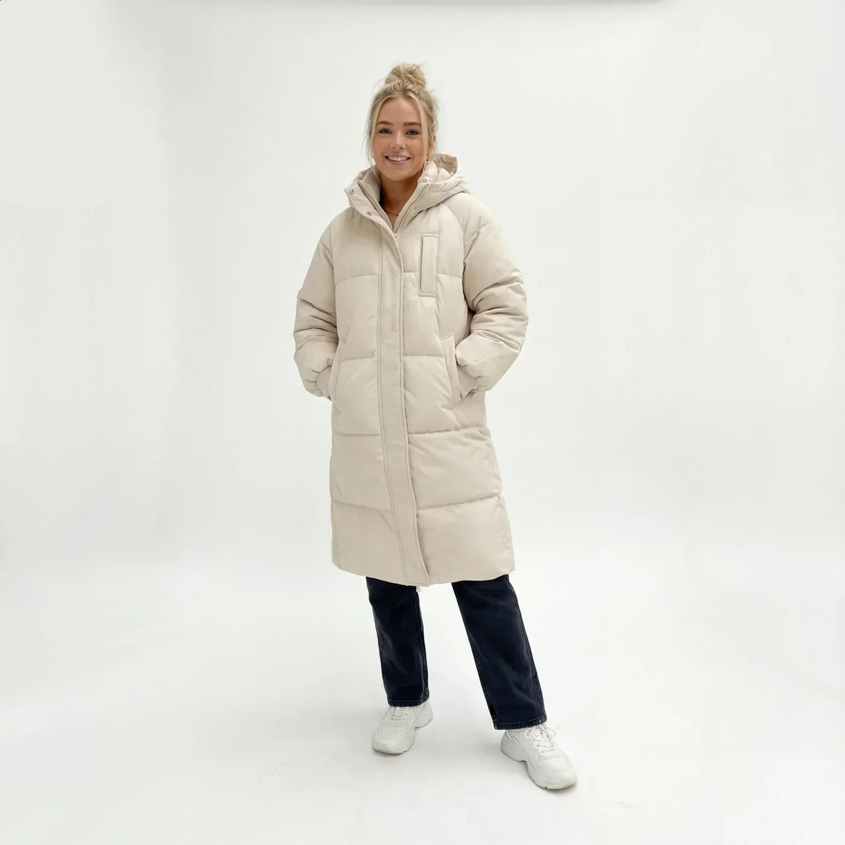 Fleur | Puffer Jacket Puffer Coat Quilted Winter Warm Hooded Longline Zip Up Padded Long