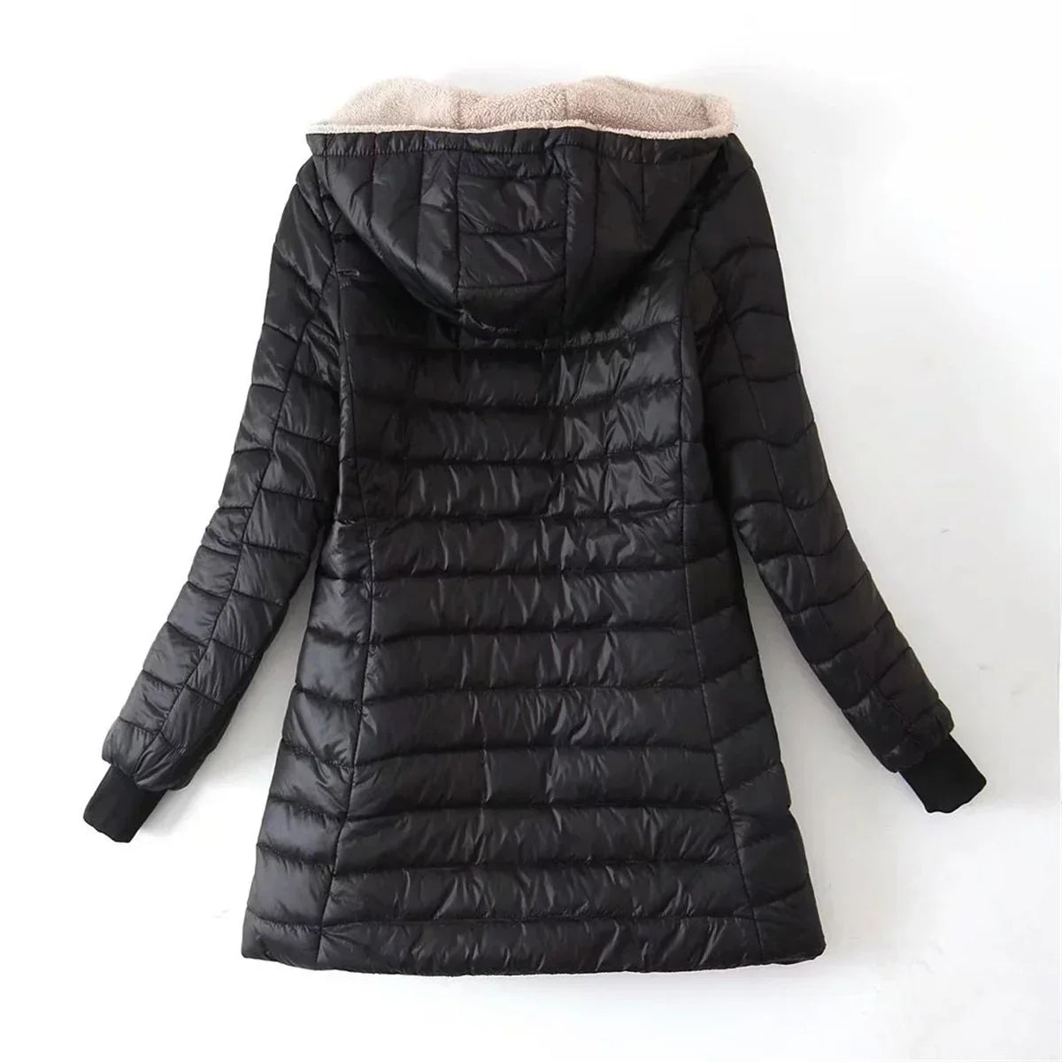 Juno | Puffer Jacket Puffer Coat Quilted Winter Warm Hooded Sherpa Lined Zip Up Padded