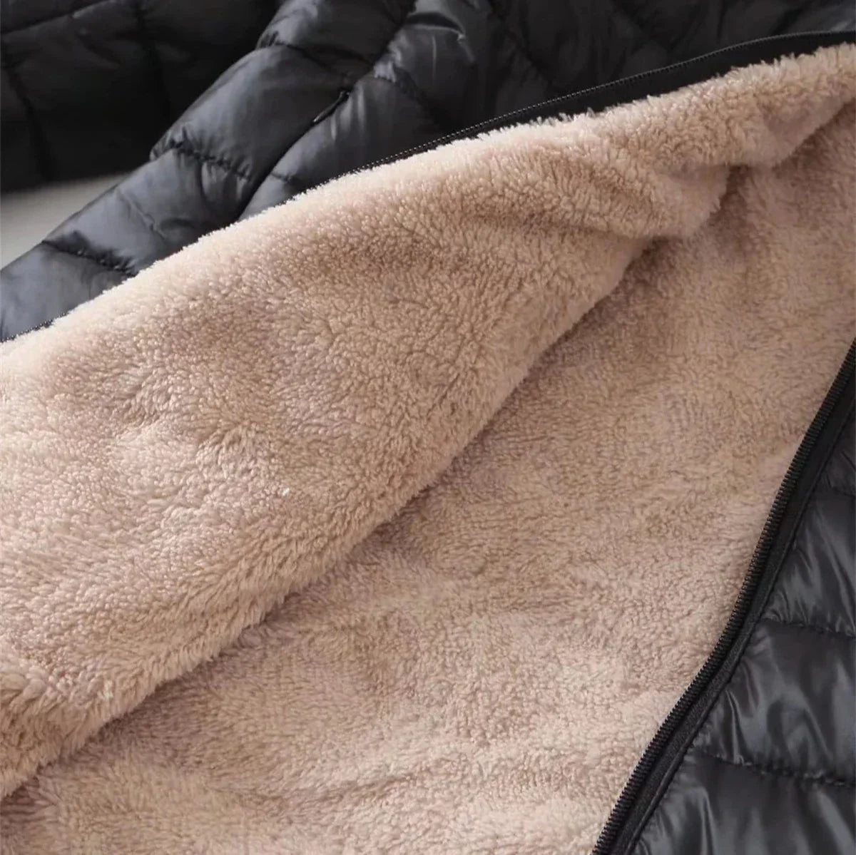 Juno | Puffer Jacket Puffer Coat Quilted Winter Warm Hooded Sherpa Lined Zip Up Padded