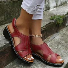Red Christine Brewer Jolie orthopedic leather sandals for women with comfortable, supportive design and stylish appearance.