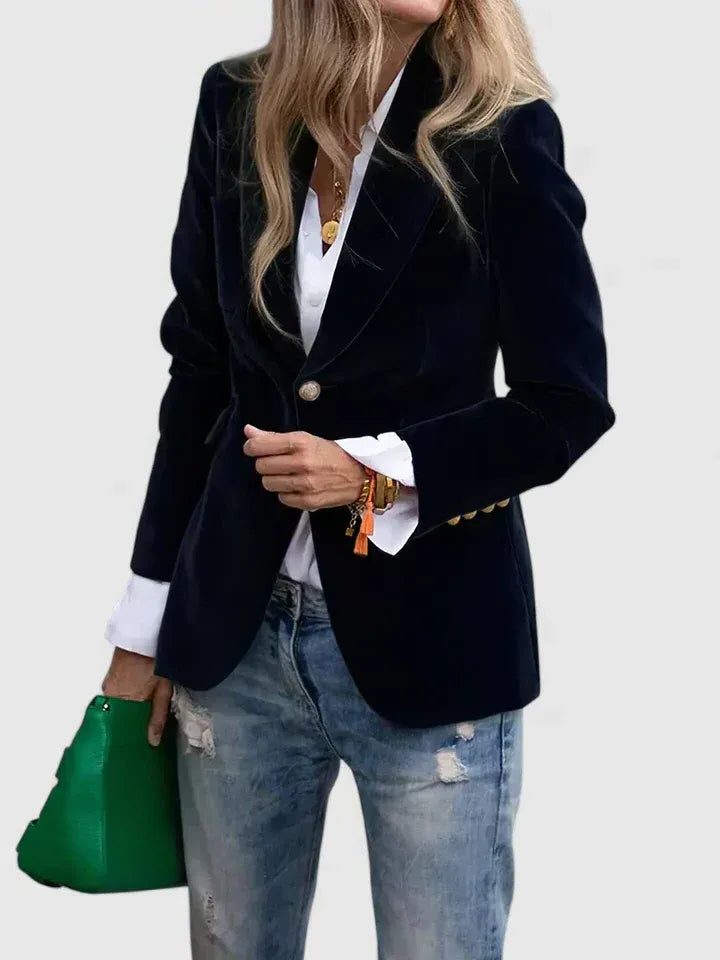 Tova | Velvet Button-Front Blazer for Women
